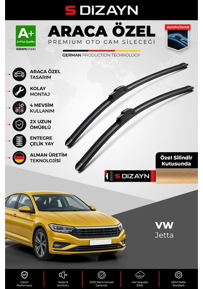 S-dizayn Vw Jetta Ön Cam Silecek Seti 2019 Üzeri Premium Araca Özel 60-50 Cm A+ Kalite