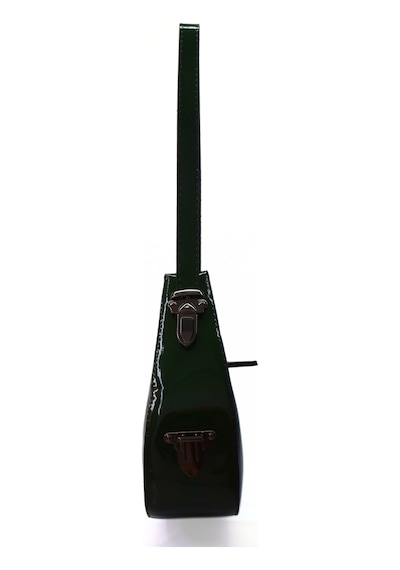 Kadın Rugan Deri Baget Cherry Bag Kol Çantası - Haki