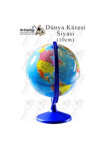 Dünya Küresi Mavi 10 Cm Siyasi 1 Paket Masaüstü Coğrafya Dünya Küresi Sınıf Eğitim Kalemtraşlı Dekor
