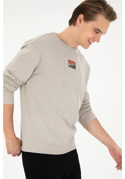 U.S. Polo Assn. Erkek Comfort Fit Bisiklet Yaka Taş Sweatshirt 50293430-VR049