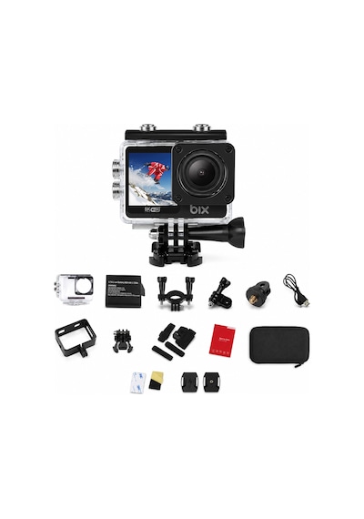 Bix Nexa 1 Wi-fi 5k 30fps Aksiyon Kamerası 50 Mp Çift Ekran Geniş Açılı Ve Eıs Özellikli 30m Su Geçirmez Bisiklet Motosiklet Vlog Kamerası Siyah