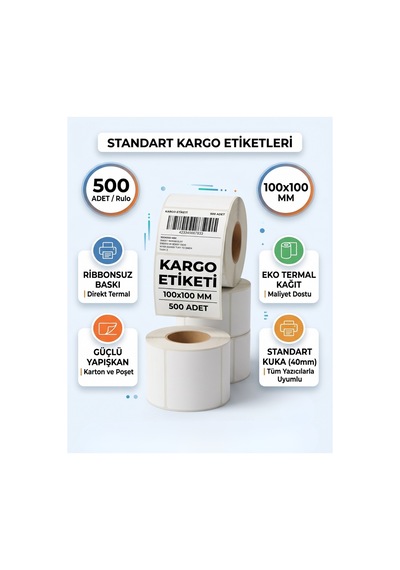100x100 Termal Etiket 500'lü Rulo - E-ticaret Ve Kargo Etiketi Diğer