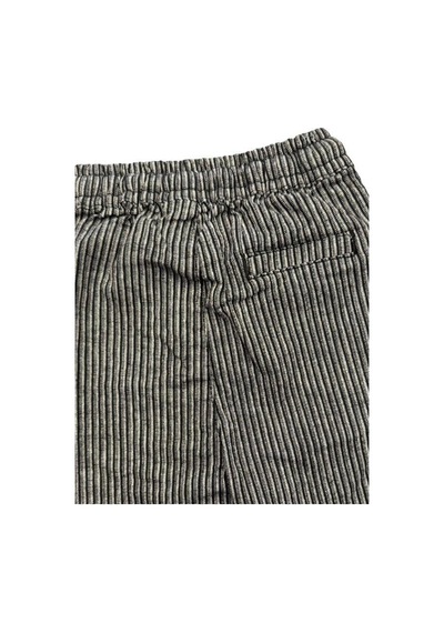 Nanica Kids Erkek Çocuk Keten Çizgili Beli Lastikli Pantolon-14071-siyah Siyah