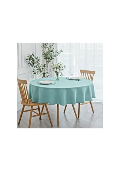 Mint Renk Sıvıya Dayanıklı Yuvarlak Masa Örtüsü, 180 X 180 Cm Boyutunda Açık Bej