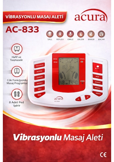 Vibrasyonlu Masaj Aleti Kırmızı - Beyaz