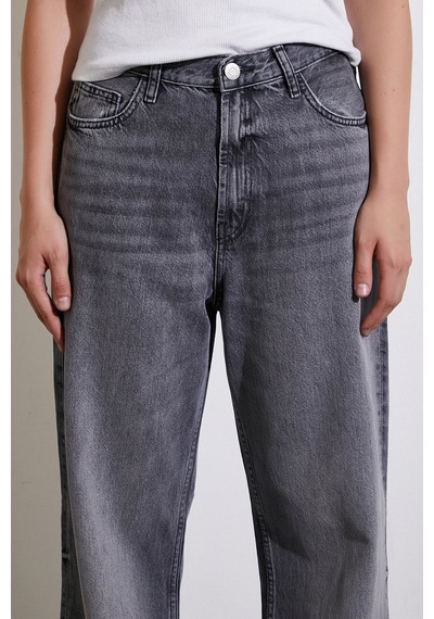 Never More Yüksek Bel Kesik Paça Wide Leg Jean Antirasit Çok Renkli