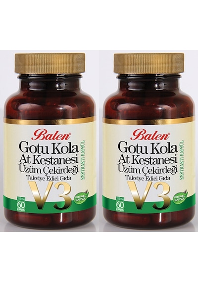 2 Adet Balen Gotu Kola At Kestanesi Üzüm Çekirdeği V3 (60 Kapsül)
