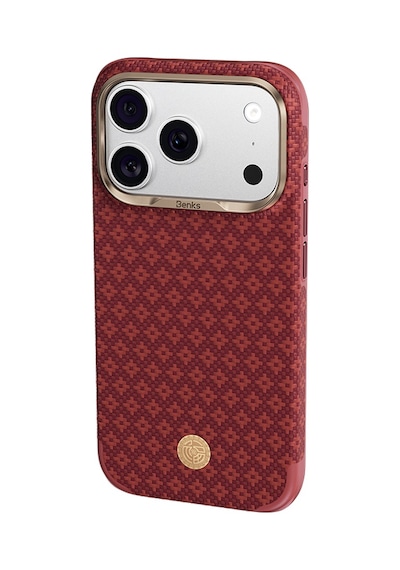 İphone 17 Pro Uyumlu Kılıf M-safe Özellikli Benks Armorpro Armoredge X9 Serisi Kevlar Kapak Kırmızı