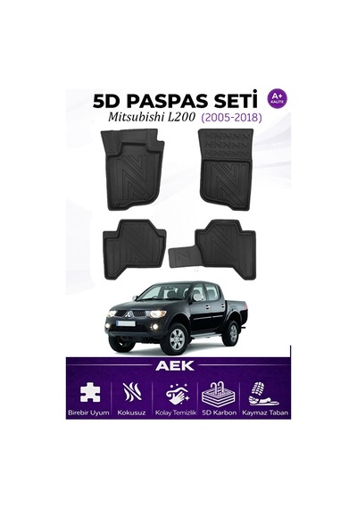 Mitsubishi L200 2005-2018 Araca Özel Havuzlu "karbon" Paspas Takı