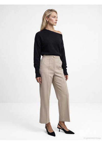 Dilvin 72809 Dikiş Detaylı Culotte Pantolon Bej