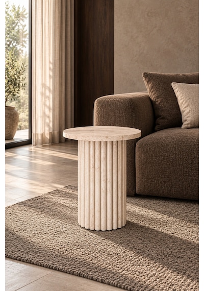 Soyasis Nola Bohem Yan Sehpa 40 Cm - Traverten-traverten