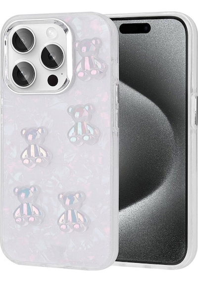 Apple Uyumlu iPhone 15 Pro Max Kılıf Kabartma Figürlü Parlak Eralli Silikon