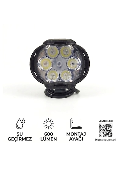 Motosiklet Ve Elektrikli Araç Uyumlu 6 Led'li 2 Modlu Beyaz Renk Mercekli Ek Aydınlatma Lambası 9-85v 1 Adet