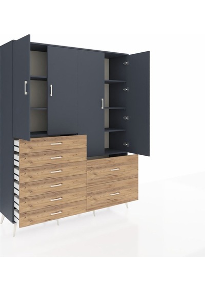 Hyperion Gardrop 7 Raflı 8 Çekmeceli 4 Kapaklı 176x44x221 Antrasit-antrasit/çam Antrasit/çam Hyperion Gardrop 7 Raflı 8 Çekmeceli 4 Kapaklı 176x44x221 Antrasit-antrasit/çam Antrasit/çam