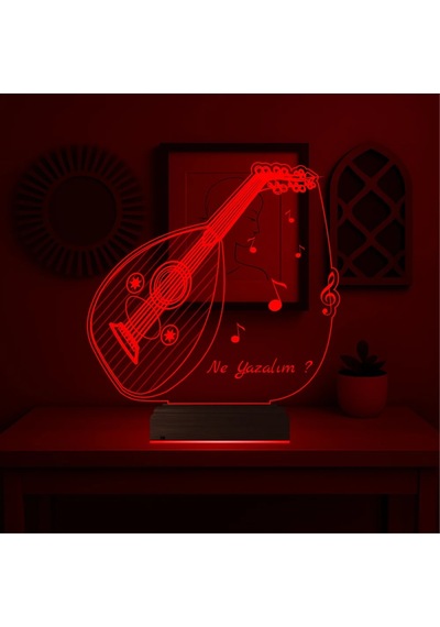 Luvivia Ud Udi Müzik Nota Kişiye Özel 3d Lamba - Masa Gece Lambası