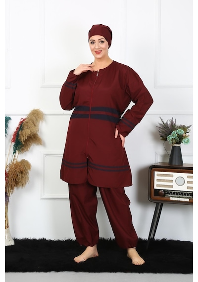 Akbeniz Büyük Beden Tesettür Mayo 7xl-8xl-9xl-10xl Bordo 55010-bordo Bordo