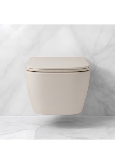 Turavit Luna Kanalsız Mat Cappucino Asma Klozet Ln5610c, Luna Mat Cappucino Duroplast Yavaş Kapak Bej