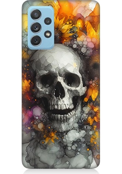 Samsung Galaxy A52 Uyumlu Alevli Kurukafa Patlaması Desenli Silikon Kılıf Çok Renkli