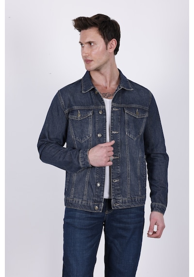 HLT Jeans Erkek Koyu Mavi Yıkamalı Regular Fit Düğmeli Denim Kot Ceket Hlthe042110 HLT Jeans Erkek Koyu Mavi Yıkamalı Regular Fit Düğmeli Denim Kot Ceket Hlthe042110