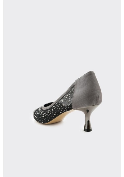 Derinet Melina Kısa Topuklu Stiletto Platin Platin