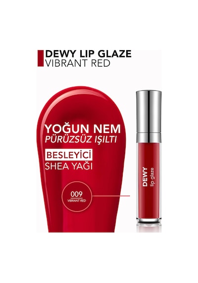 Flormar Besleyici Dudak Parlatıcısı - Dewy Lip Glaze - 009 Vibrant Red-8682536068178