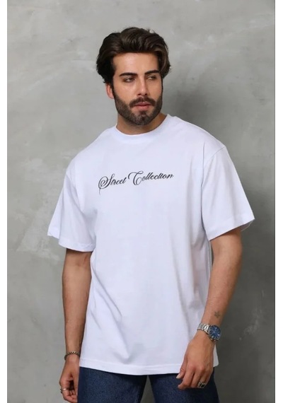 Modi Erkek Baskılı T-shirt Kısa Kol Bisiklet Yaka Regular Fit Rahat Kalıp Günlük Tişört - Beyaz - Mymg185504