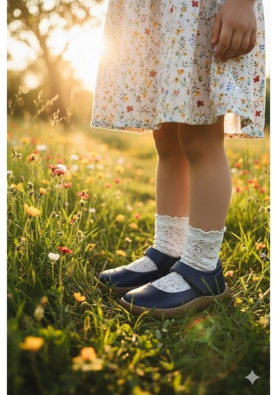 Kiko Kids Lida %100 Deri Günlük Kız Çocuk Babet Ayakkabı Lacivert Lacivert