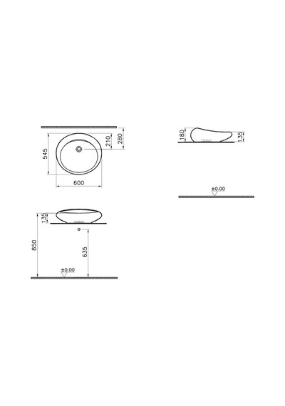 VitrA İstanbul 4280B470-0016 Çanak Lavabo Yuvarlak Siyah 60 x 55 CM