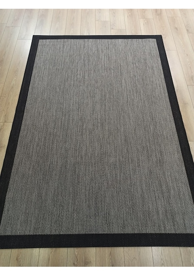 Çam Halı Sisal 9715 Gri / Siyah Bordürlü Jüt Sisal Kilim