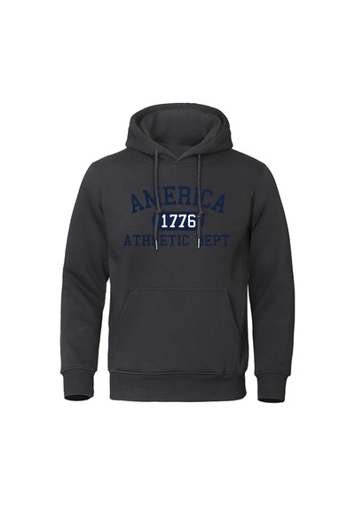 Startmore Startmoreamerika 1776 Atletik Dept Mektup Baskı Erkek Kapüşonlular Cep O-boyun Kazak Sonbahar Yumuşak Siyah