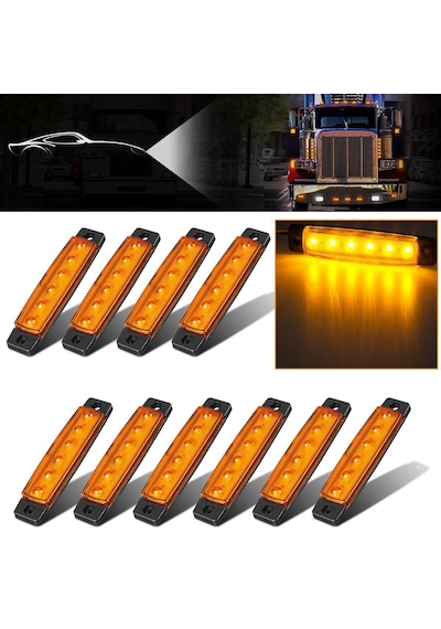 Parmak Led 12 - 24 Volt Çalışma Özelliği Su Geçirmez 10 Adet Sarı