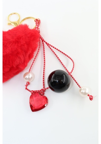 Anahtarlık Çanta Charm. Ayna Süsü. Çanta Aksesuarı.anahtarlık Peluş Kalp Ip Kalp Boncuk Çanta Charmı