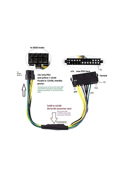 4973 24 Pin To 8 Pin Atx Psu Power Güç Adaptör Kablosu