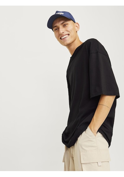 Jack & Jones Erkek Bisiklet Yaka Düz Renk Tişört - Charge Black Siyah