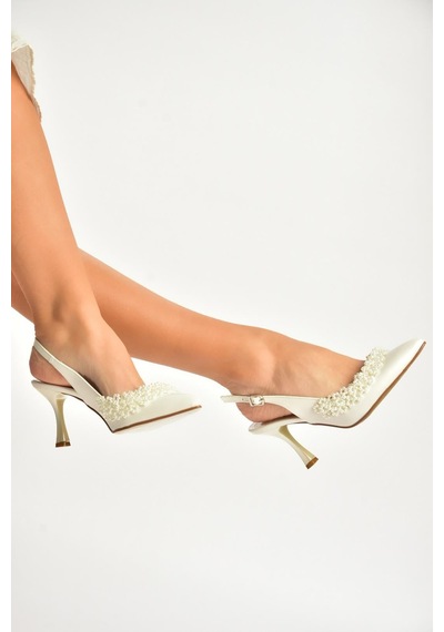 Fox Shoes Y246375009 Sedef İnci Detaylı Kadın Abiye Ayakkabı
