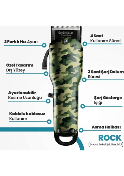 Goldmaster Army GM-8181 Şarjlı Saç Ve Sakal Şekillendirme Makinesi
