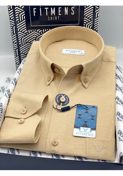 Klasik Uzun Kol Pamuklu Yaka Düğmeli Hediye Kutulu Kolay Ütülenebilir Erkek Gömlek Fs-003897 - Camel-3370 Klasik Uzun Kol Pamuklu Yaka Düğmeli Hediye Kutulu Kolay Ütülenebilir Erkek Gömlek Fs-003897 - Camel-3370