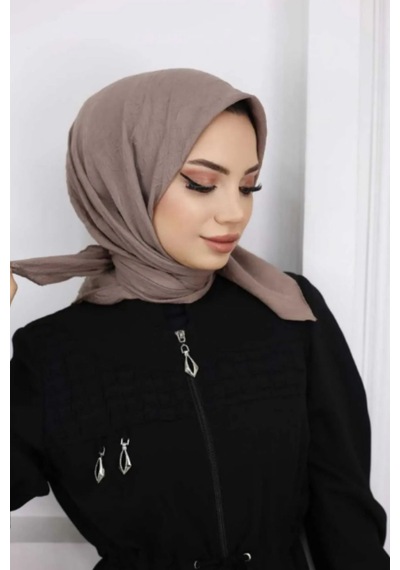 Melodi Scarf Kadın Tesettür Pratik Bambu Kraş Eşarp Vizon Vizon