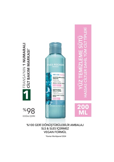 Yves Rocher Yüz&makyaj Temizleme Micellar Sütü-hassas Dahil Tüm Cilt-pure Algue Sensitive Botanik Kompleks 200ml