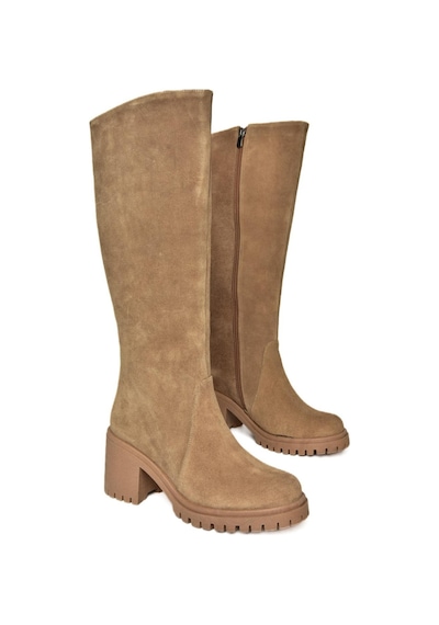 Fox Shoes R654047702 Taba Hakiki Deri Süet Kalın Topuklu Kadın Çizme Taba Fox Shoes R654047702 Taba Hakiki Deri Süet Kalın Topuklu Kadın Çizme Taba