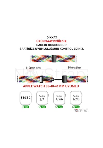 Novstrap Apple Uyumlu  Watch Ultra 49 MM İle Kordon Magnet Tokalı Flexible Elastik Örgü Kayış