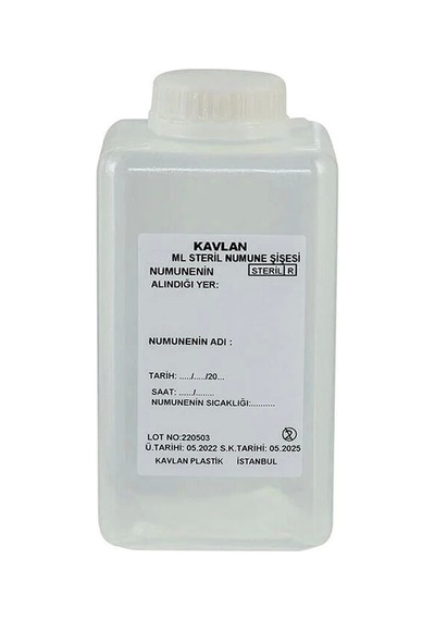 Su Numune Şişesi 250 Ml Pp Tiyosülfatsız Gama Steril Şeffaf