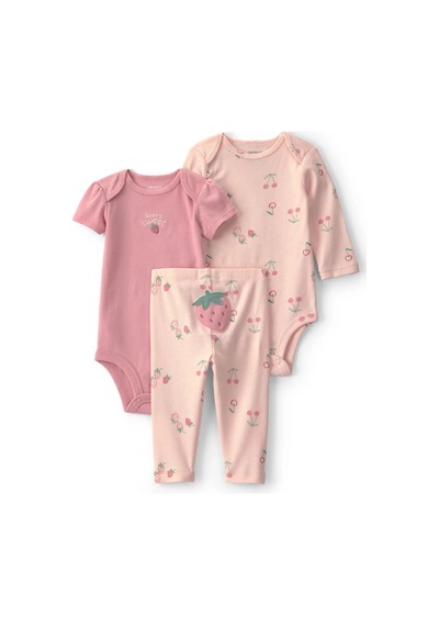 Carter's Kız Bebek Layette 3'lü Body Alt Takım Pudra 1v253610