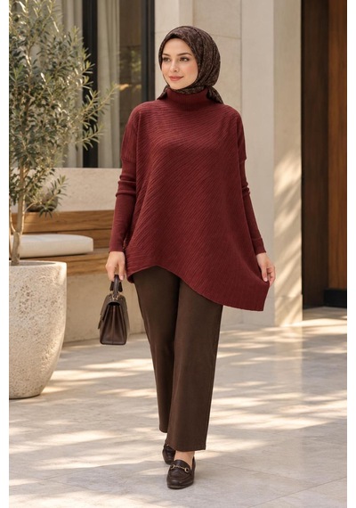 Ghisa Panço Model Salaş Triko Tunik Bordo - 943372950 Bordo