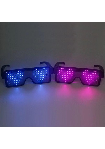 Çok Renkli Led Işıklı Şarjlı Parti Gözlüğü Kablosuz Yılbaşı Düğün