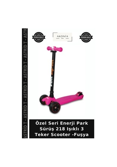Özel Seri Enerji Park Sürüş 218 Işıklı 3 Teker Scooter -fuşya