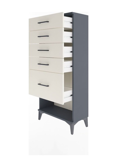 Arges Dolap 5 Çekmeceli 60x30x134 Antrasit-aytaşı Antrasit