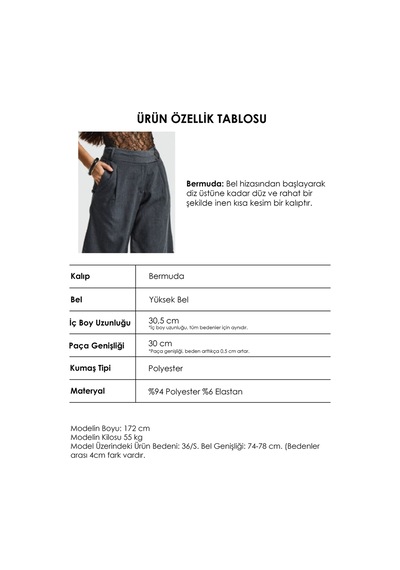 Itsbasic Kadın Antrasit S6 Baggy Fit Maxi Boy Bermuda Şort