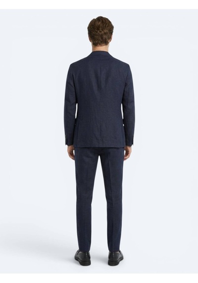 Kip Lacivert Comfort Fit %100 Keten Takım Elbise