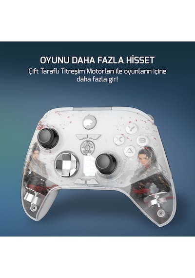 GamePower Force RGB Kablosuz Beyaz Gamepad (2.4G, Bluetooth,Kablolu) (PC Uyumlu) + Çanta